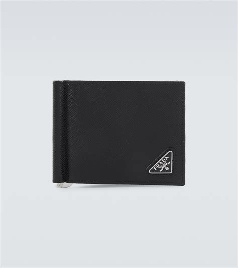 Saffiano metal money clip wallet in blac